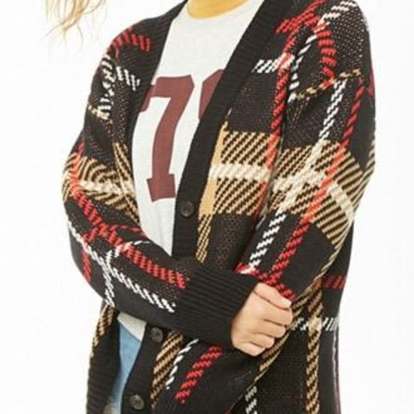 Forever 21 Sweaters - In Search of Oversized Autumn Plaid Sweater Cardigan